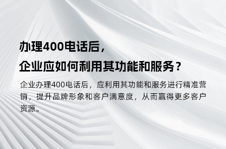 办理400电话后，企业应如何利用其功能和服务？