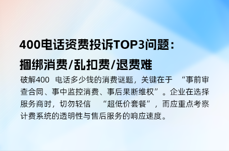 400电话资费投诉TOP3问题：捆绑消费/乱扣费/退费难